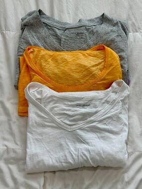 Lane Bryant V-Neck Tees in Gray, Yellow, White - 3-Pack.